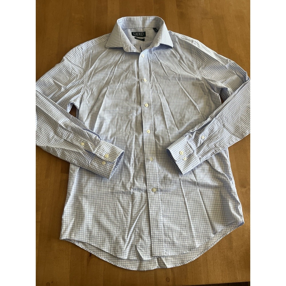 Lauren Ralph Lauren Dress Shirt Mens 15 32/33 Regular Fit‎ Non Iron Blue Supima